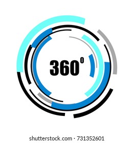 360 degrees icons isolated on white background. Abstract logotype design concept with colorful lines