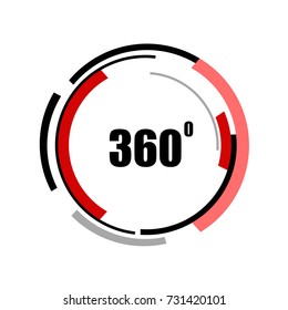 360 degrees icons isolated on white background. Abstract logotype design concept with colorful lines