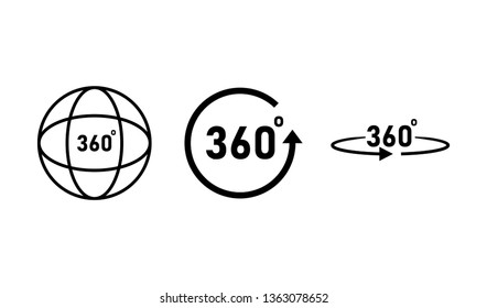 360 degrees icons set arrows isolated on whote background. Rotation sign. EPS 10