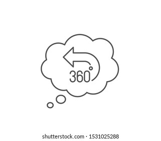 360 degrees line icon. Chat bubble design. VR simulation sign. Panoramic view symbol. Outline concept. Thin line 360 degrees icon. Vector