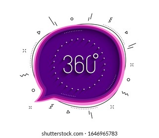 360 degrees line icon. Chat bubble with shadow. Panoramic view sign. VR technology simulation symbol. Thin line 360 degrees icon. Vector