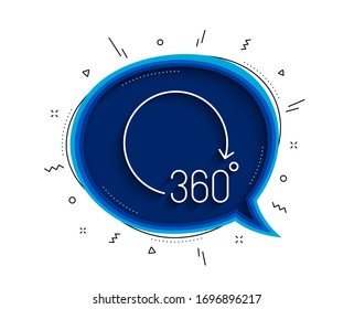 360 degrees line icon. Chat bubble with shadow. VR simulation sign. Panoramic view symbol. Thin line 360 degrees icon. Vector