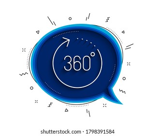 360 Grad Zeilensymbol. Chatblase mit Schatten. Panoramabild. VR-Simulations-Symbol für Technologie. Dünne Linie 360 Grad Symbol. Vektorgrafik