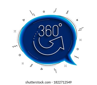Icono de línea de 360 grados. Burbuja de chat con sombra. Signo de simulación VR. Símbolo panorámico. Icono de línea delgada de 360 grados. Vector