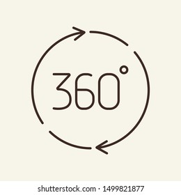 360 degrees line icon. Circle, rotation, innovation. Virtual reality concept. Can be used for topics like simulation, technology, entertainment