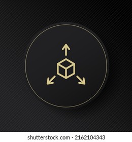360 degrees line icon. Cube, arrows, look, scale, zoom in, zoom out, viewing angles, view. Virtual reality concept. Vector line icon for Business and Advertising.