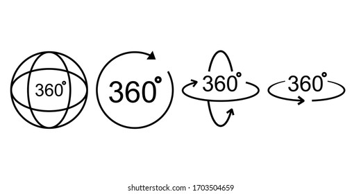 360 degrees line icon. Rotation symbol isolated in white background. Vector illustration EPS 10.