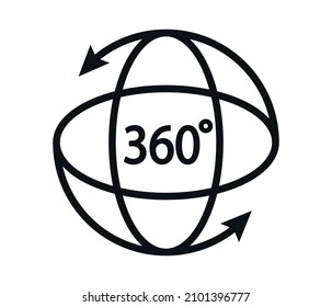 360 degrees line icon. Rotation symbol isolated on white background. editable vector.