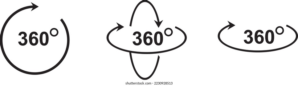 360 degrees line icon. Rotation symbol isolated on white background. Vector illustration EPS 10.
