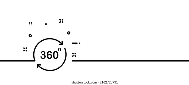 360 degrees line icon. View, viewing angle, circular arrows, 3d, user, player, viewer. Technology concept. One line style. Vector line icon for Business and Advertising.