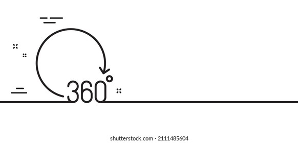 360 degrees line icon. VR simulation sign. Panoramic view symbol. Minimal line illustration background. 360 degrees line icon pattern banner. White web template concept. Vector