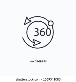 360 degrees outline icon. Simple linear element illustration. Isolated line 360 degrees icon on white background. Thin stroke sign can be used for web, mobile and UI.