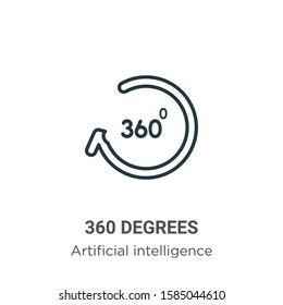 360 degrees outline vector icon. Thin line black 360 degrees icon, flat vector simple element illustration from editable augmented reality concept isolated on white background