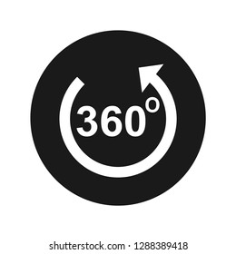 360 degrees rotate arrow icon vector illustration design isolated on flat black round button