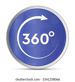 360 degrees rotate arrow icon prime blue round button illustration design silver vector border metal frame push button isolated on white background