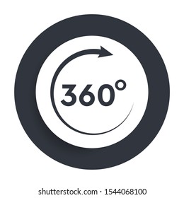 360 degrees rotate arrow icon flat vector round button clean black and white concept isolated minimal illustration design simple circle frame button for web and interface