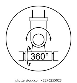 360 degrees rotating handle of floor mop - icon in thin line with benefit for easy cleaning