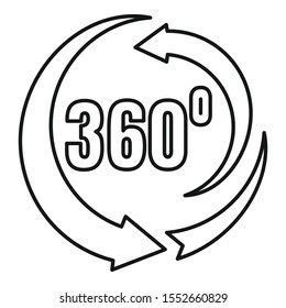 360 degrees rotation icon. Outline 360 degrees rotation vector icon for web design isolated on white background