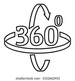 360 degrees rotation icon. Outline 360 degrees rotation vector icon for web design isolated on white background
