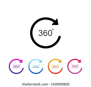 360 degrees rotation icon. Sign of rotation. Rotate application or sign with circle arrow with colored gradient template. EPS 10