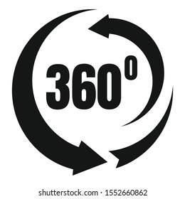 360 degrees rotation icon. Simple illustration of 360 degrees rotation vector icon for web design isolated on white background