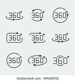 360 Degrees Rotation Vector Icon Set