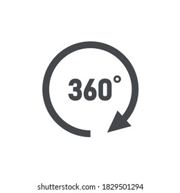 360 degrees, round icon. Rotation arrow, vector illustration.