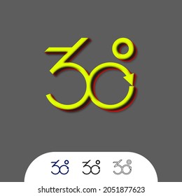 360 degrees sign. 3d isometric Angle 360 degrees view icon isolated on black background. Virtual reality. Geometry math symbol. Vector illustration.