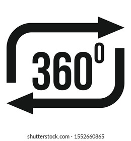 360 degrees simulation icon. Simple illustration of 360 degrees simulation vector icon for web design isolated on white background