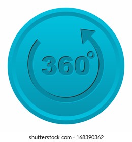 360 degrees symbol (engraved button, blue version)