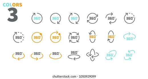 360 Degrees UI Pixel Perfect Well-crafted Vector Thin Line Icons 48x48 Ready for 24x24 Grid. Part 1-2