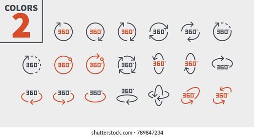 360 Degrees UI Pixel Perfect Well-crafted Vector Thin Line Icons 48x48 Ready for 24x24 Grid for with Editable Stroke