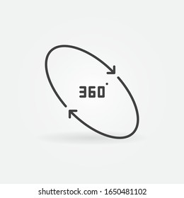 360 degrees vector concept simple icon or symbol in thin line style