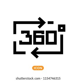 360 degrees vector icon. 