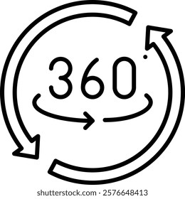 360 Degrees vector icon. Can be used for printing, mobile and web applications.