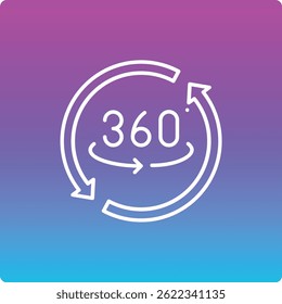 Icono de Vector de 360 grados. Se puede utilizar para aplicaciones de impresión, móviles y de Web.