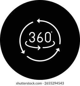Ícone de vetor de 360 graus. Pode ser usado para impressão, aplicativos móveis e da Web.