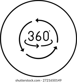Ícone de vetor de 360 graus. Pode ser usado para impressão, aplicativos móveis e da Web.