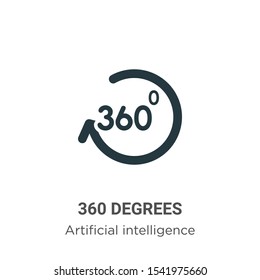 360 degrees vector icon on white background. Flat vector 360 degrees icon symbol sign from modern augmented reality collection for mobile concept and web apps design.