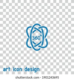 Icono vector de 360 grados sobre un fondo abstracto