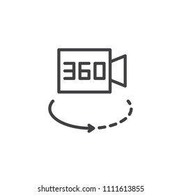 360 degrees video camera outline icon. linear style sign for mobile concept and web design. camera switch simple line vector icon. Symbol, logo illustration. Pixel perfect vector graphics