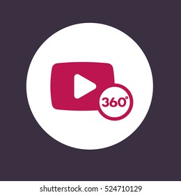 360 degrees video content icon isolated on white