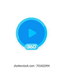 360 degrees video icon for apps and web, blue on white