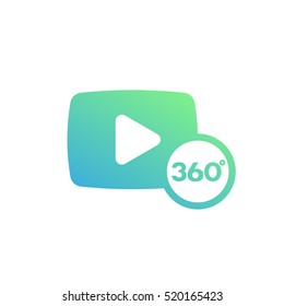 360 Degrees Video Icon Over White, Vector Illustration