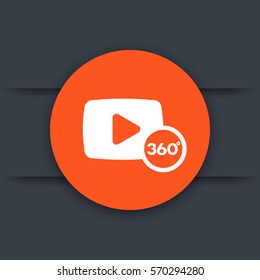 360 Degrees Video Icon, Sign, Vector Illustration