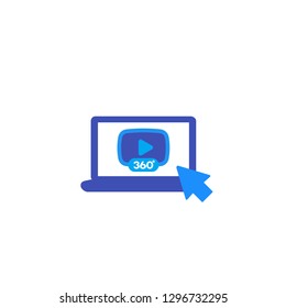 360 degrees video player icon on laptop screen