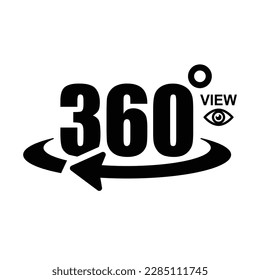 Icono de vista de 360 grados aislado en ilustración vectorial de fondo