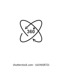 360 degrees view Icon vector sign isolated for graphic and web design. 360 degrees view symbol template color editable on white background.
