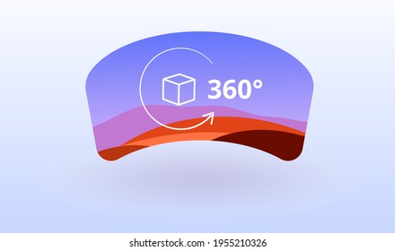 360 Degrees View monitor. Flat illustration.