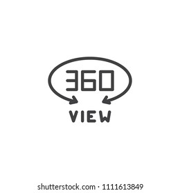 360 degrees view outline icon. linear style sign for mobile concept and web design. simple line vector icon. Symbol, logo illustration. Pixel perfect vector graphics